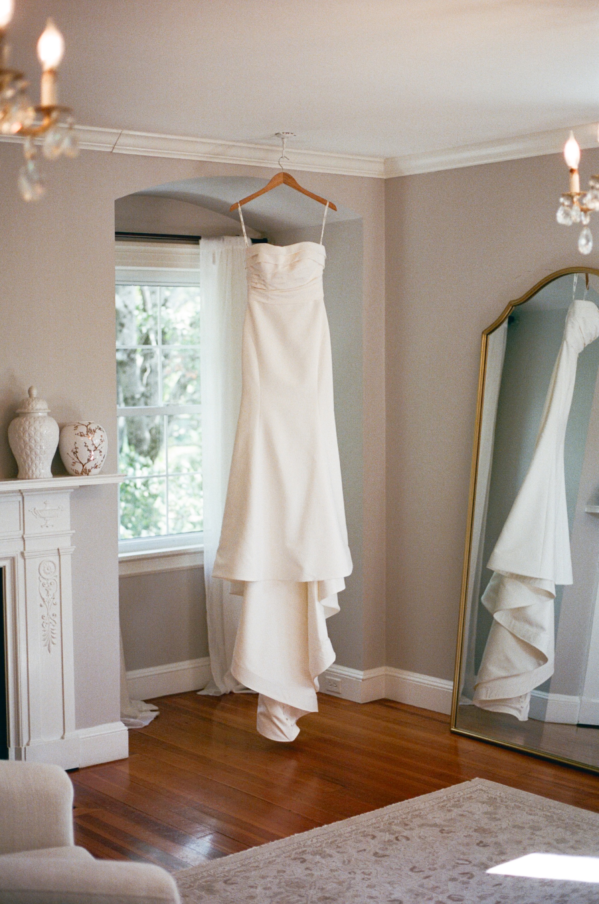 Wedding dress in bridal suite