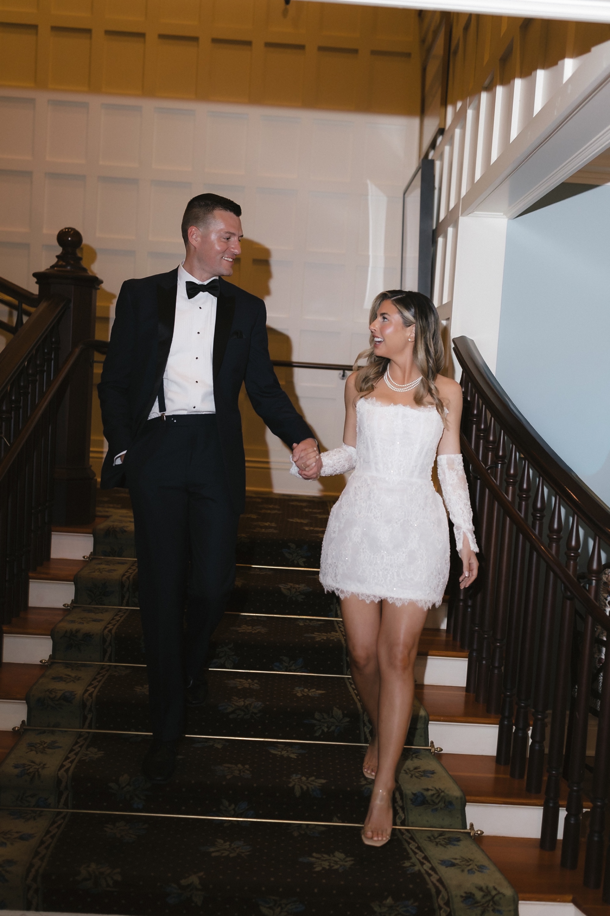 Couple on estate staircase