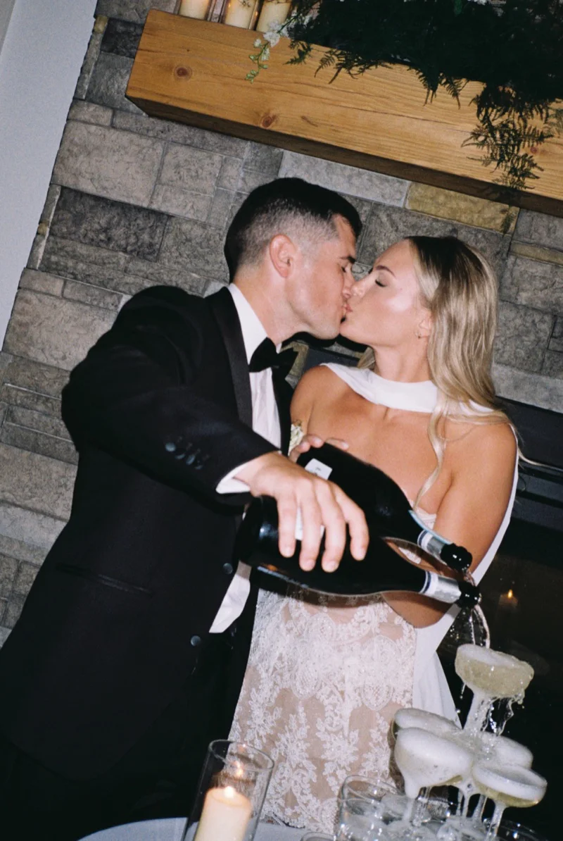 Champagne tower kiss