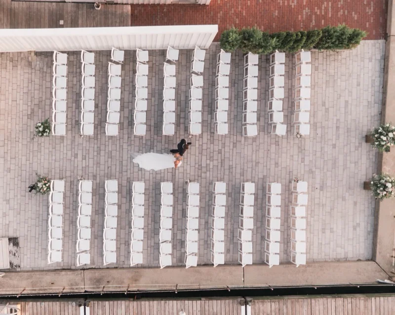 Drone aerial wedding ceremony